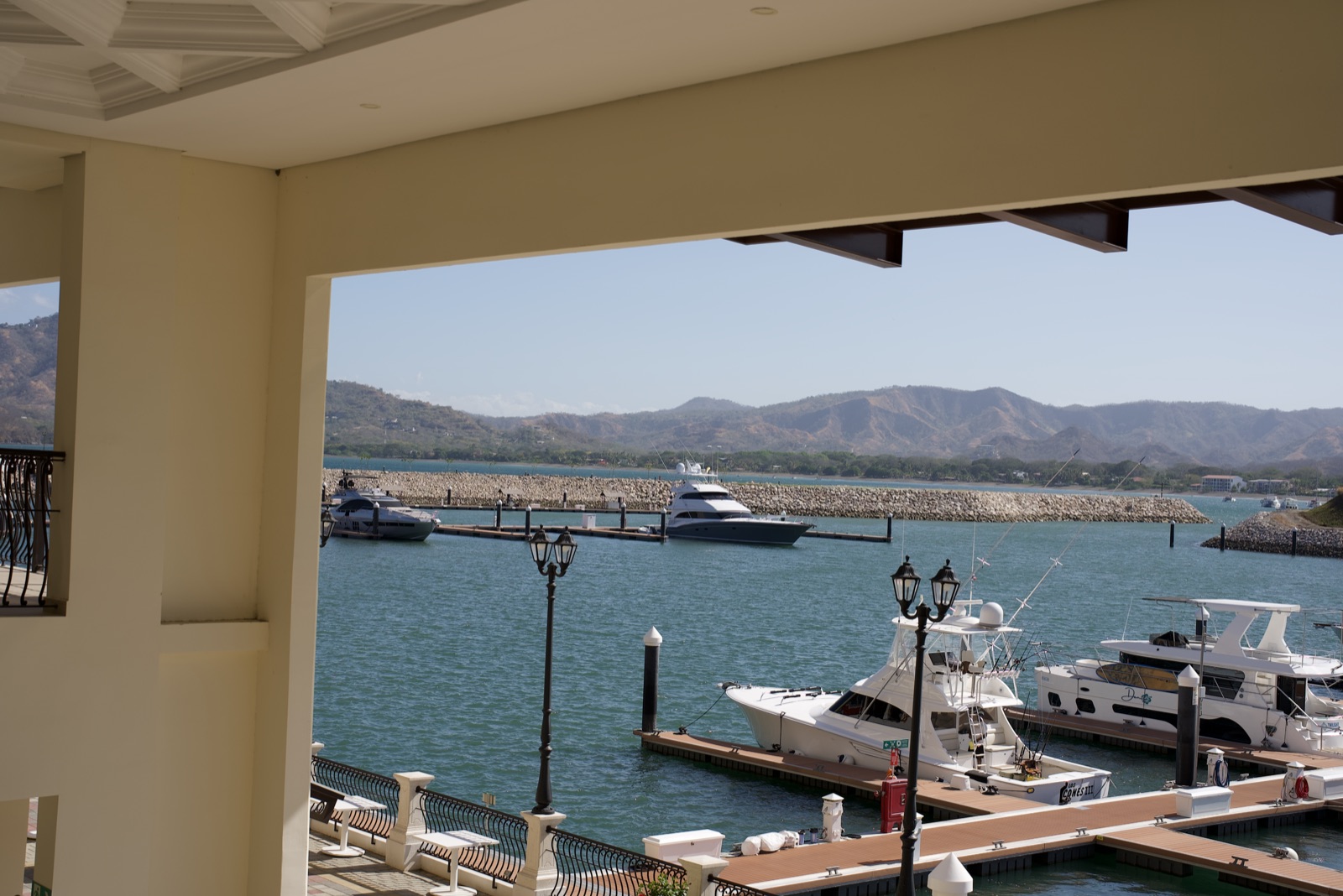 The marina at Playa Flamingo, thirty minutes up the coast