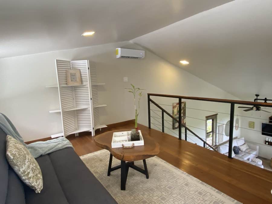 The teak loft lounge at Casa Lunax
