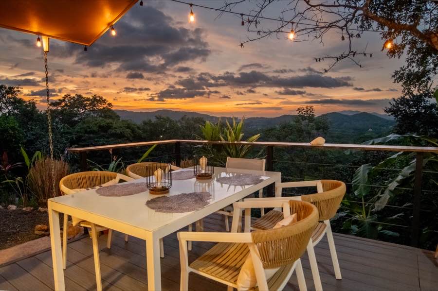 Ocean and mountain views from the deck at Casa Lunax